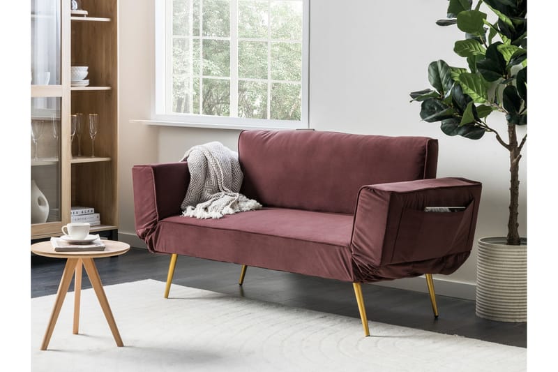 Touya Bäddsoffa 2-sits - Guld/Rosa - Möbler - Soffa - Bäddsoffa