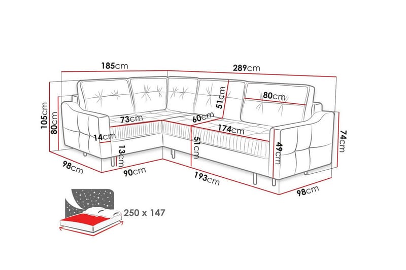 Tregaron 4-sits Hörnbäddsoffa - Bäddsoffa - Hörnbäddsoffa