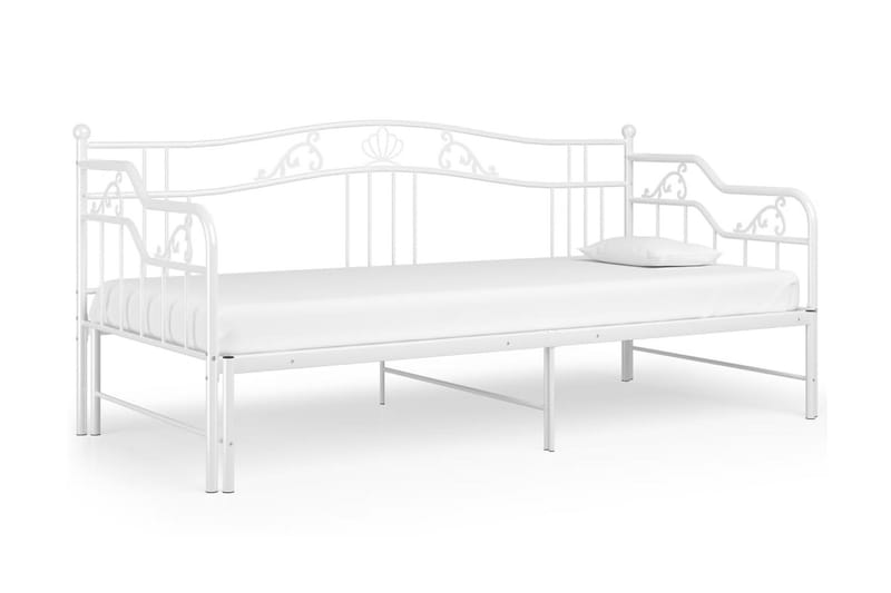 Utdragbar sängram bäddsoffa vit metall 90x200 cm - Vit - Bäddsoffa