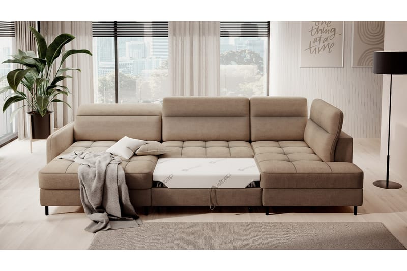 Berrto Soffa med Divan och Schäslong 5-sits - Beige - U-soffa