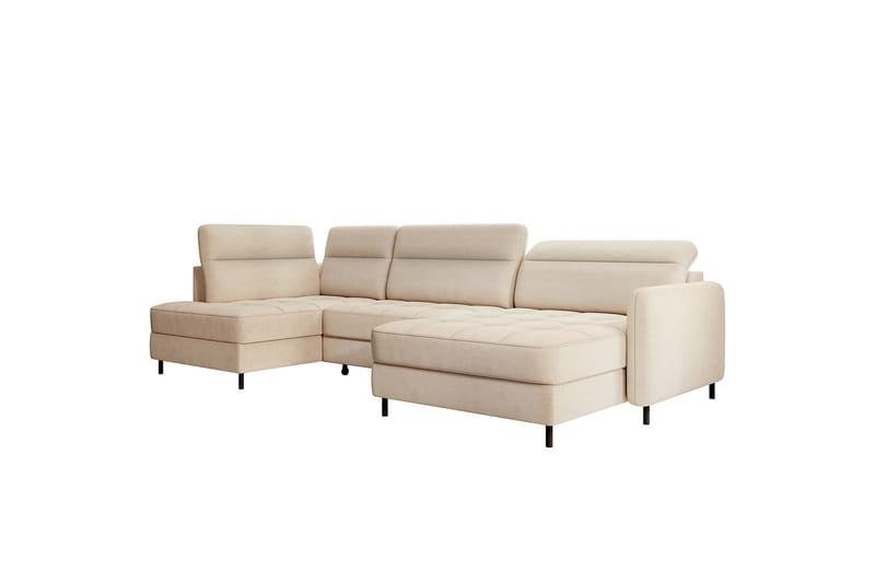 Berrto Soffa med Divan och Schäslong 5-sits - Beige - U-soffa