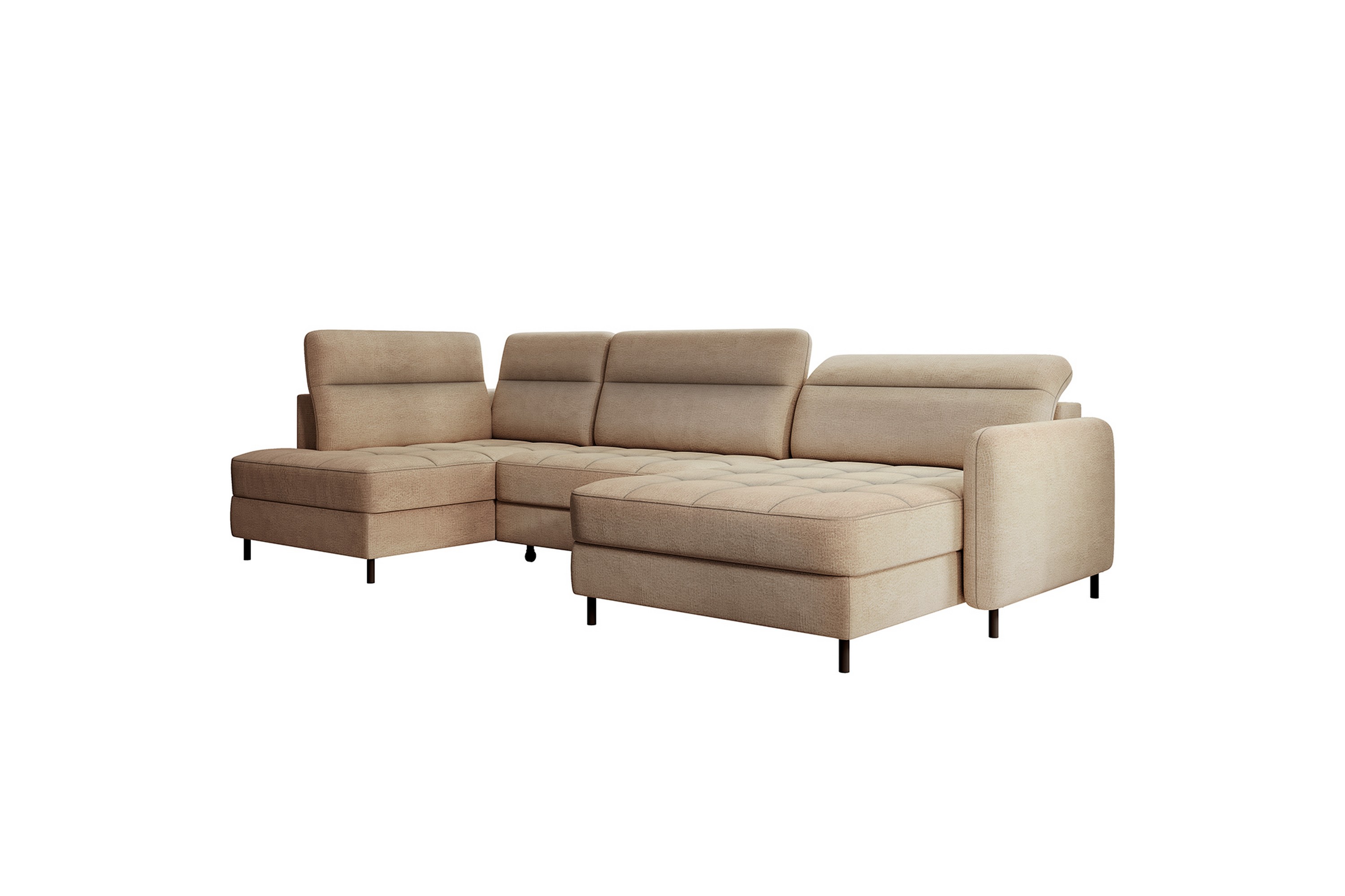 Berrto Soffa med Divan och Schäslong 5-sits - Beige U-soffa