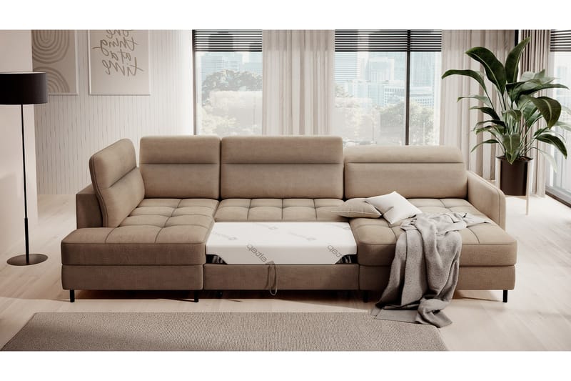 Berrto Soffa med Divan och Schäslong 5-sits - Beige - U-soffa