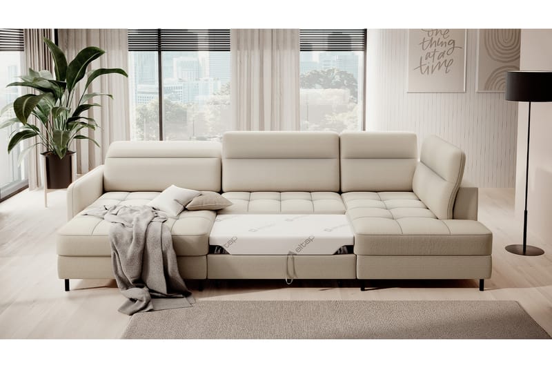 Berrto Soffa med Divan och Schäslong 5-sits - Beige - U-soffa