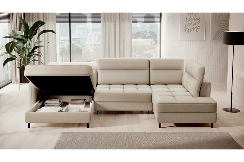 Berrto Soffa med Divan och Schäslong 5-sits - Beige - U-soffa