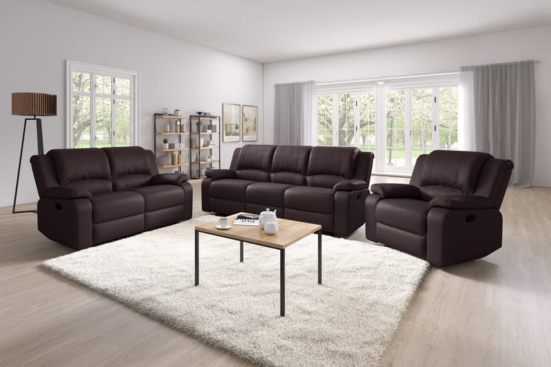 Norbo Liten Reclinersoffa 2-sits Konstläder - Fällbar soffa - Biosoffa - Brun - Möbler - Soffa - Biosoffa & reclinersoffa - 2 sits biosoffa & reclinersoffa