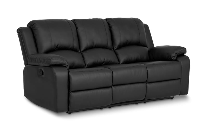 Norbo Skön Reclinersoffa 3 sits Konstläder - Fällbar soffa - Biosoffa - Svart - Möbler - Soffa - Biosoffa & reclinersoffa