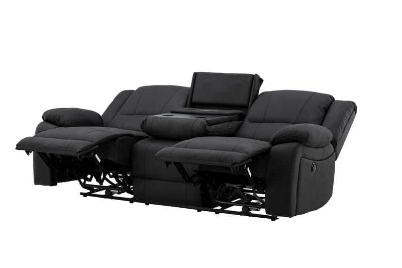 Singapore Reclinersoffa 3 sits Konstläder - Svart - Möbler - Soffa - Biosoffa & reclinersoffa - 3 sits biosoffa & reclinersoffa