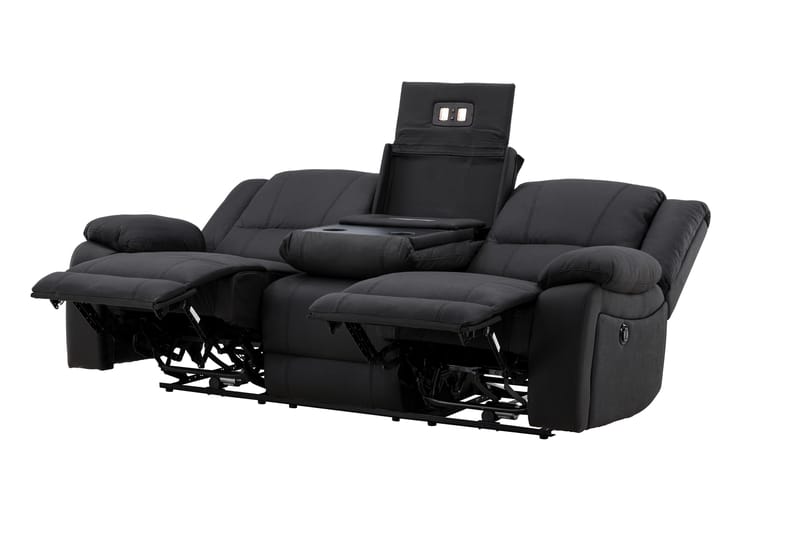 Singapore Reclinersoffa 3 sits Konstläder - Svart - Möbler - Soffa - Biosoffa & reclinersoffa - 3 sits biosoffa & reclinersoffa