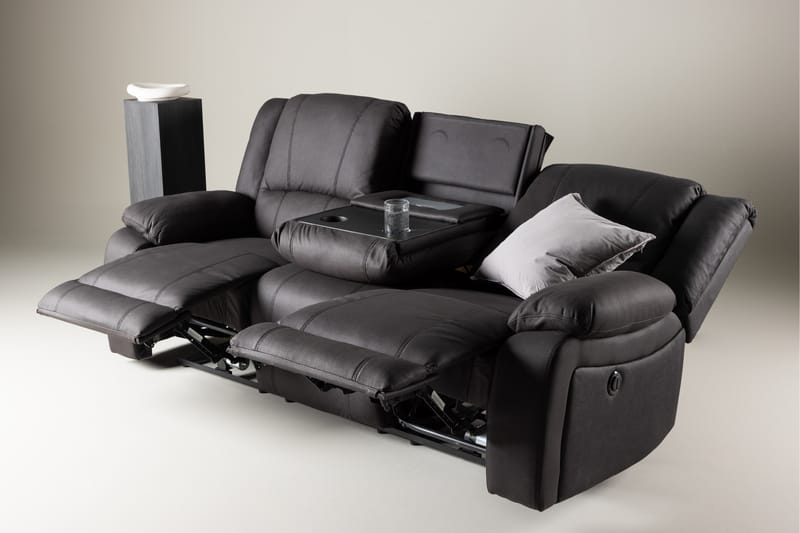 Singapore Reclinersoffa 3 sits Konstläder - Svart - Möbler - Soffa - Biosoffa & reclinersoffa - 3 sits biosoffa & reclinersoffa