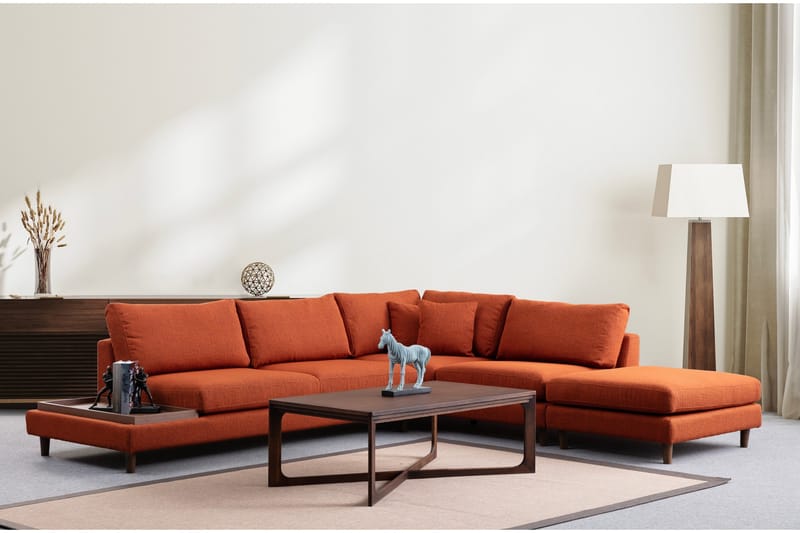 Brigid 4-sits Soffa med Divan - Orange - Möbler - Soffa - Divansoffor & schäslongsoffa