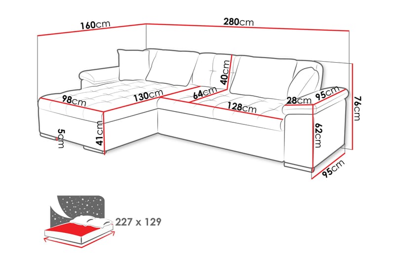 Camior Soffa med Divan 3-sits - Flerfärgad/Beige - Möbler - Soffa - Divansoffor & schäslongsoffa