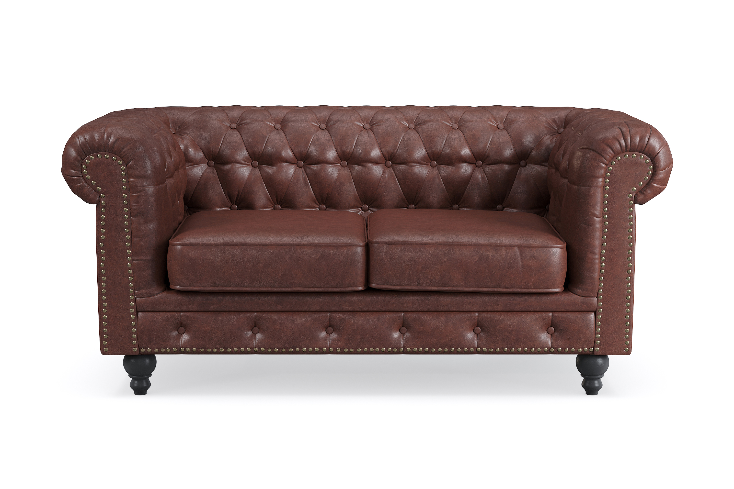 Chesterfield Deluxe 2-sits Soffa - Mörkbrun 2 sits soffa Brun