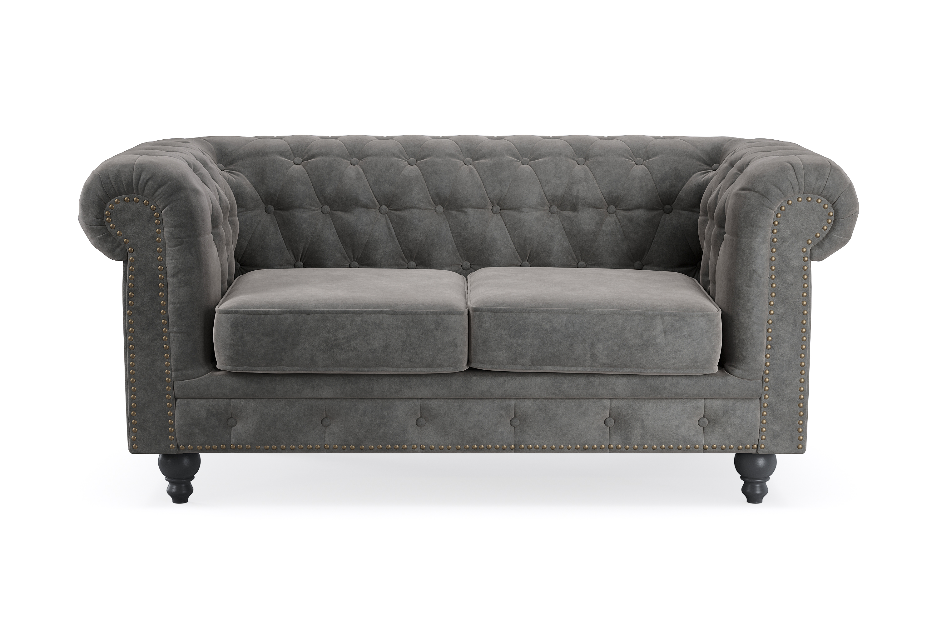 Chesterfield Deluxe 2-sits Soffa - Mörkgrå 2 sits soffa Grå