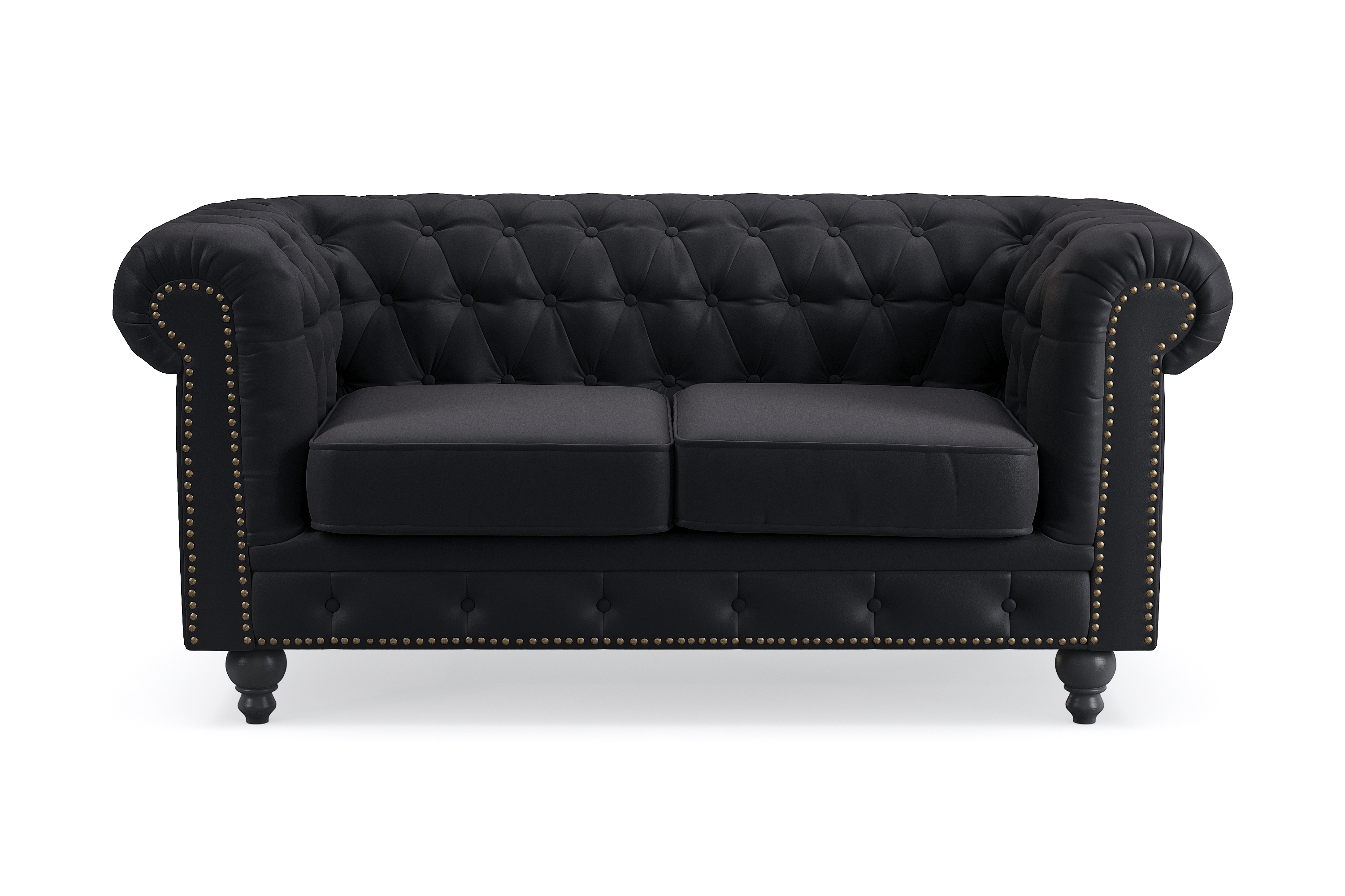 Chesterfield Deluxe 2-sits Soffa - Svart 2 sits soffa