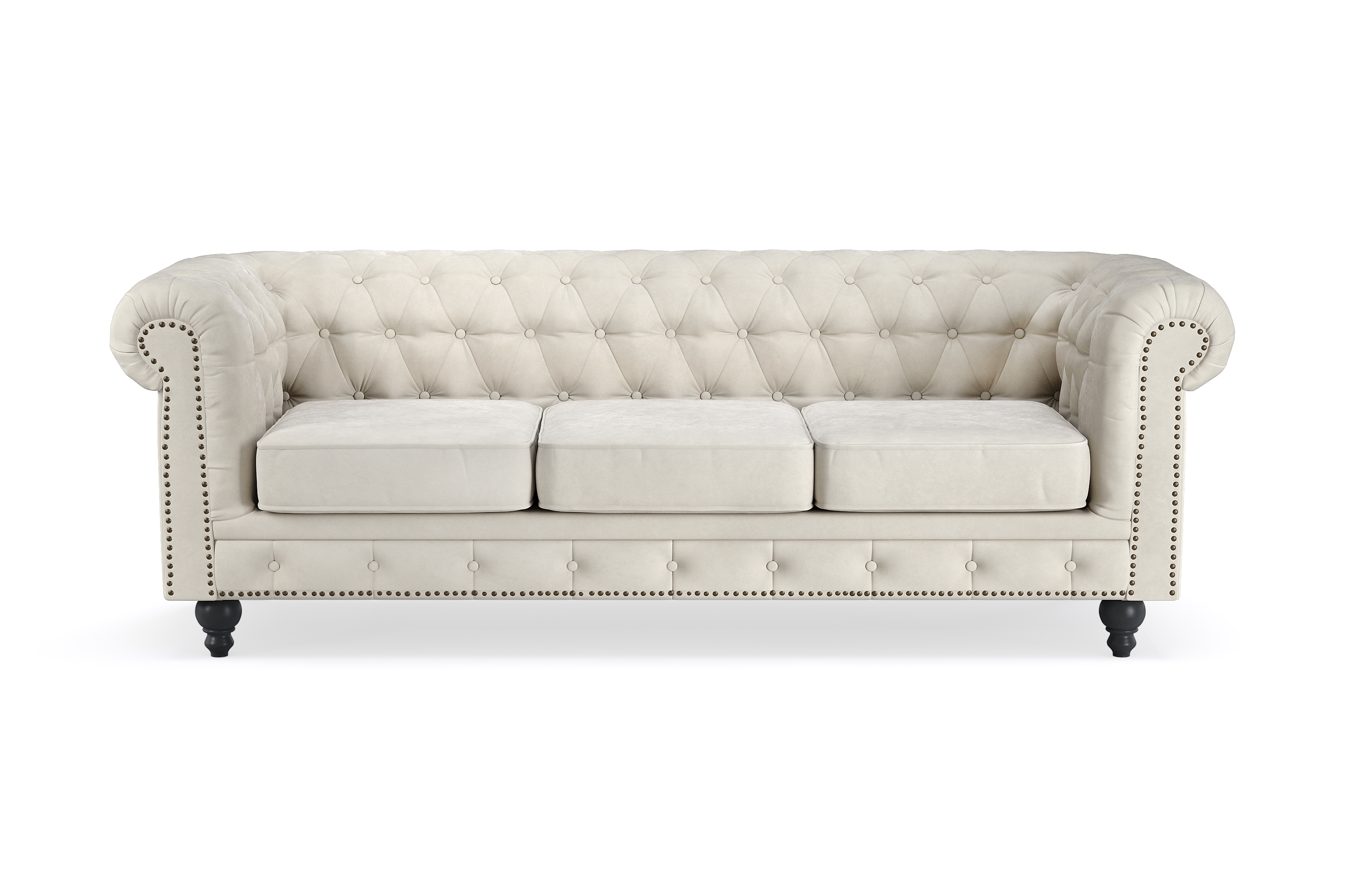 Chesterfield Deluxe 3-sits Soffa - Beige 3 sits soffa