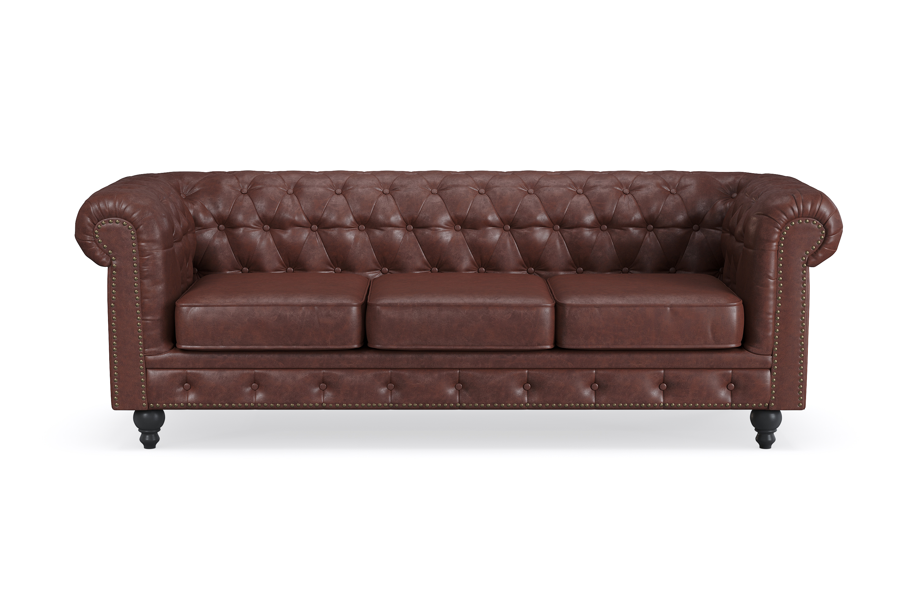 Chesterfield Deluxe 3-sits Soffa - Mörkbrun 3 sits soffa Brun