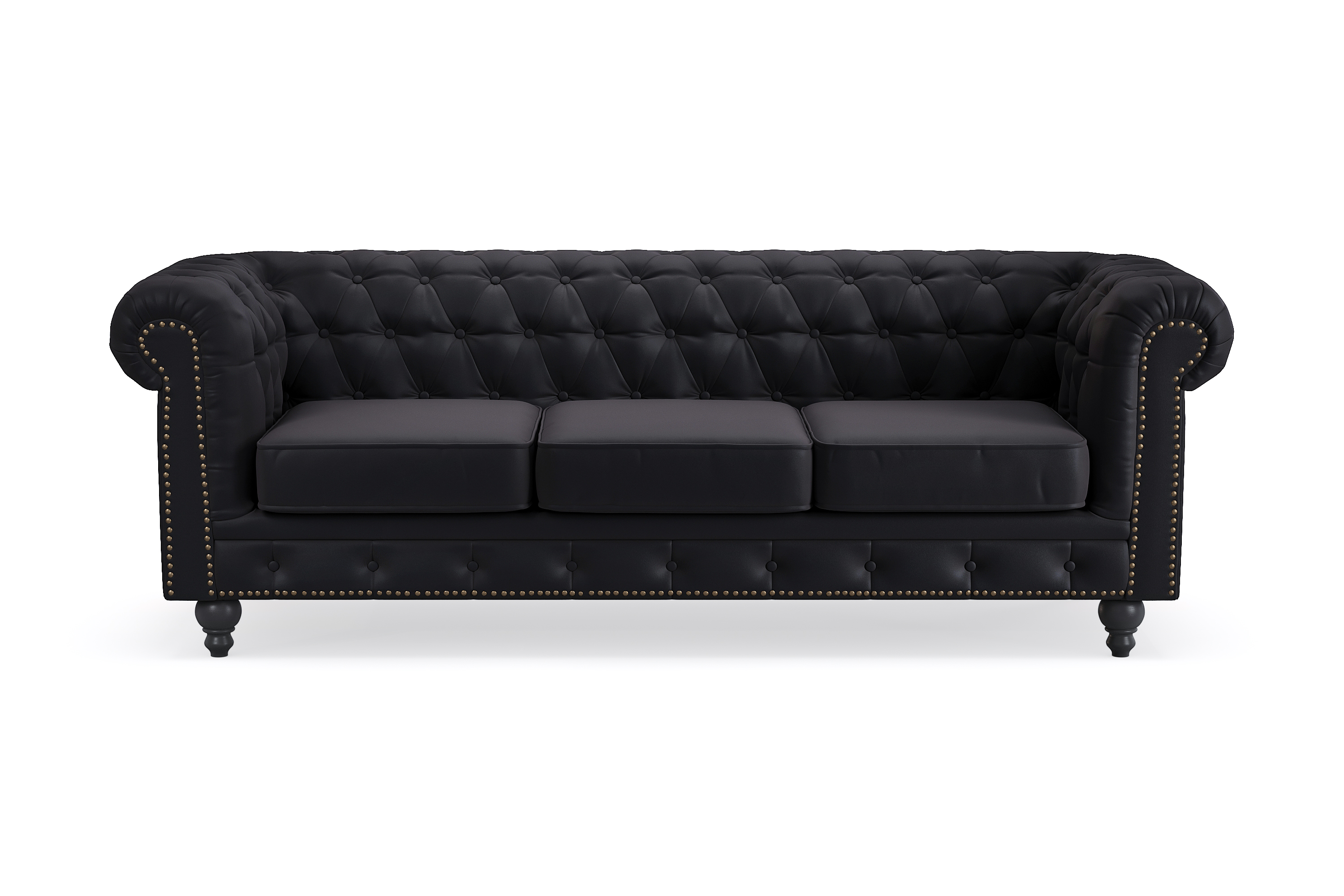 Chesterfield Deluxe 3-sits Soffa - Svart 3 sits soffa