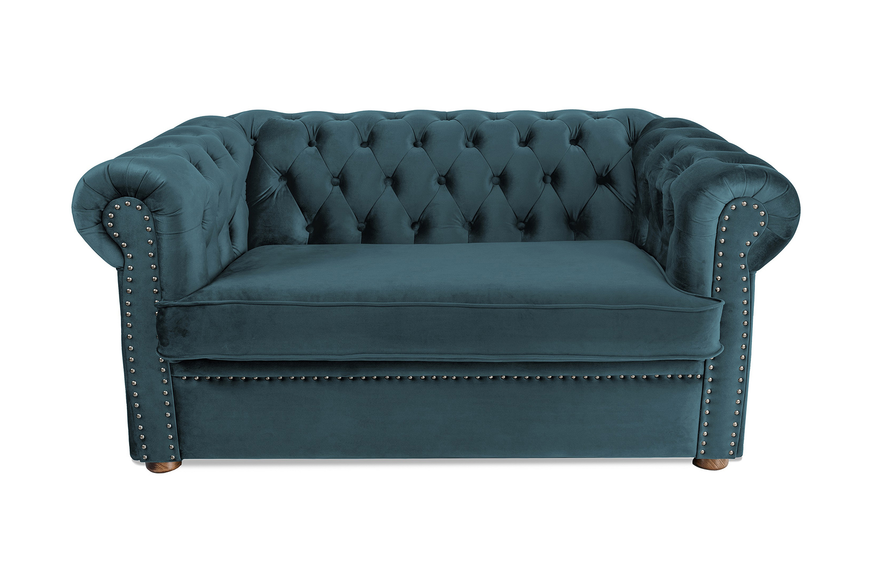 Chesterfield Deluxe bäddsoffa 2-sits - Bäddsoffa 2 sits Blå Tyg