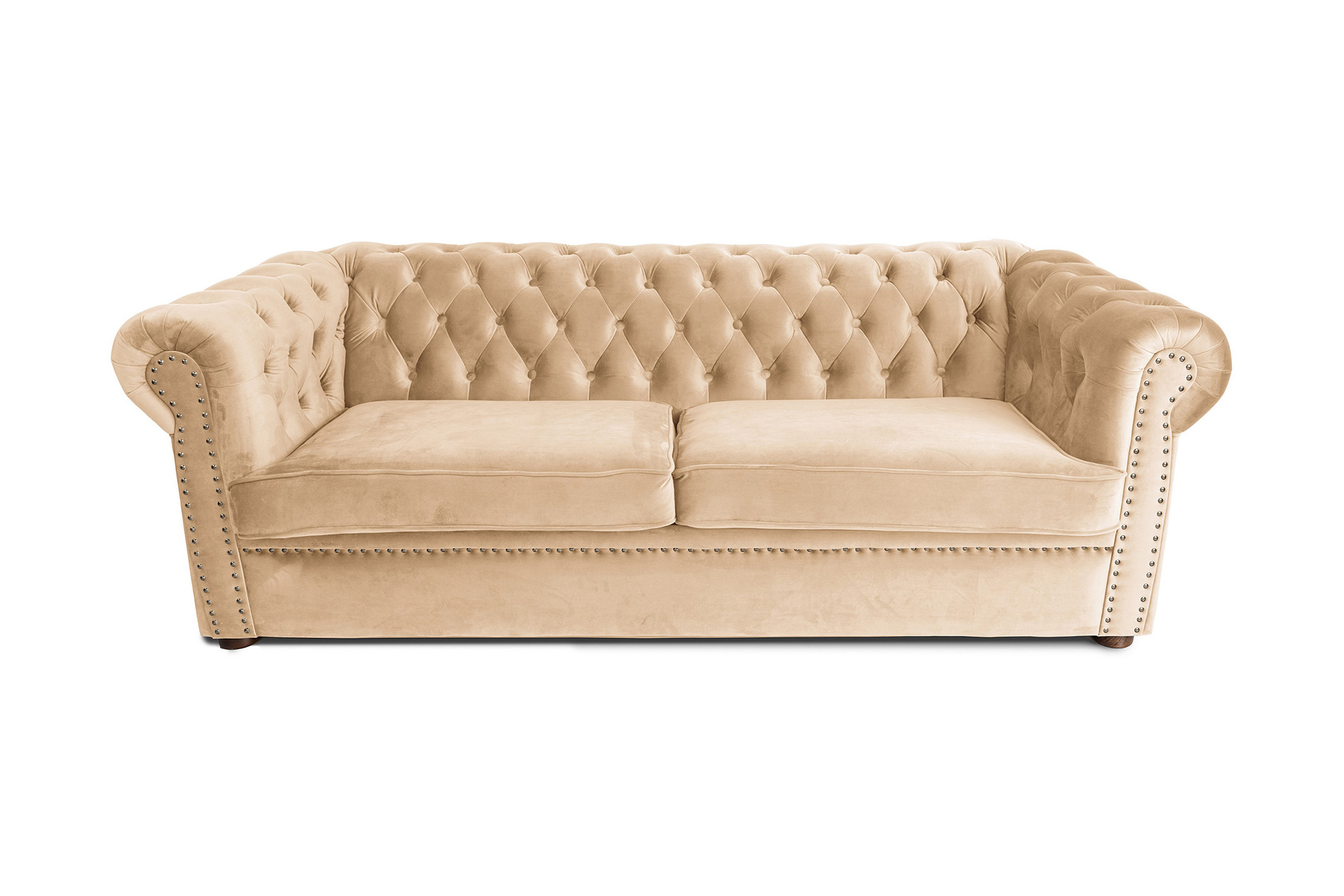 Chesterfield Deluxe bäddsoffa 3-sits - Bäddsoffa 3 sits Beige Tyg