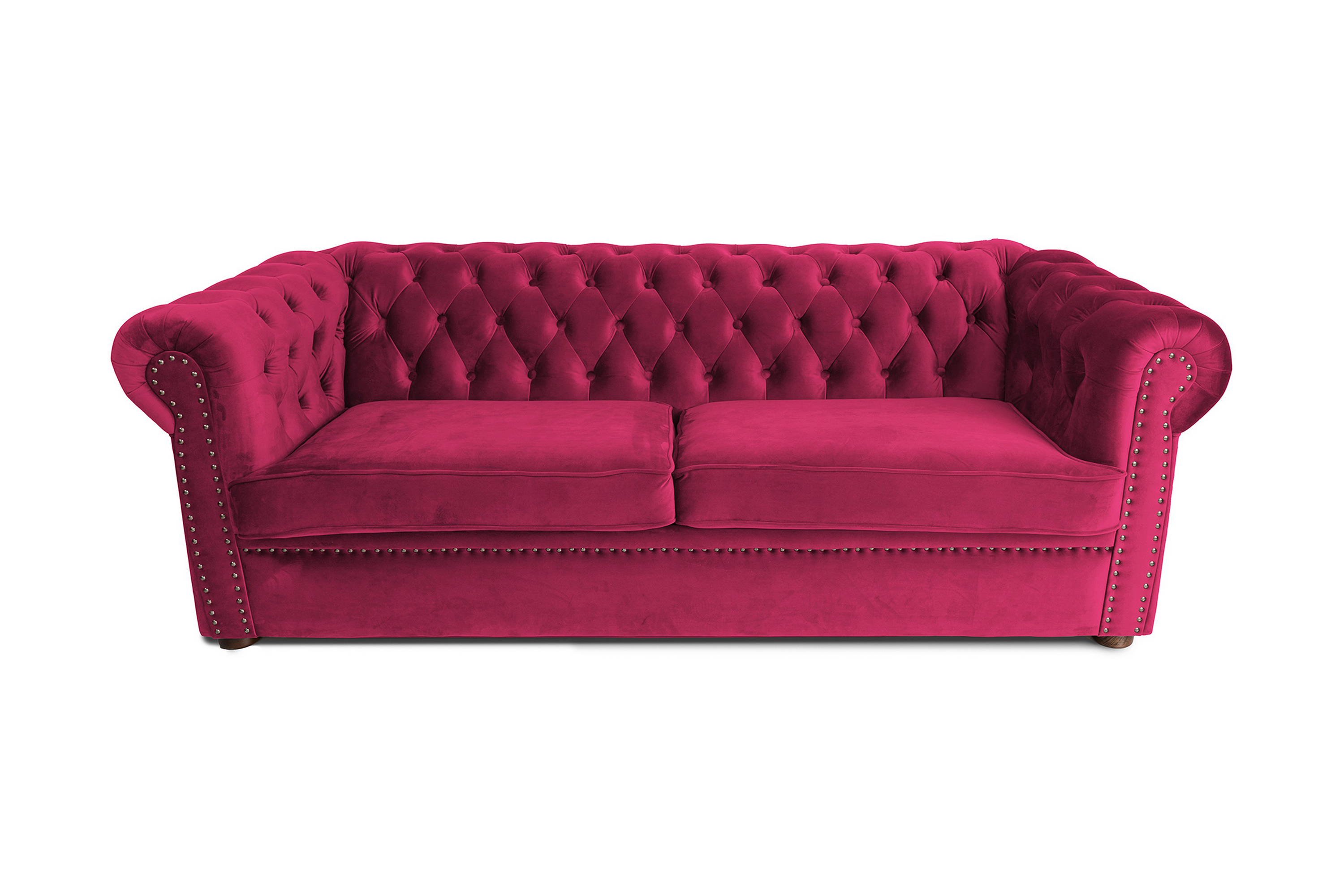 Chesterfield Deluxe bäddsoffa 3-sits - Bäddsoffa 3 sits Rosa Tyg