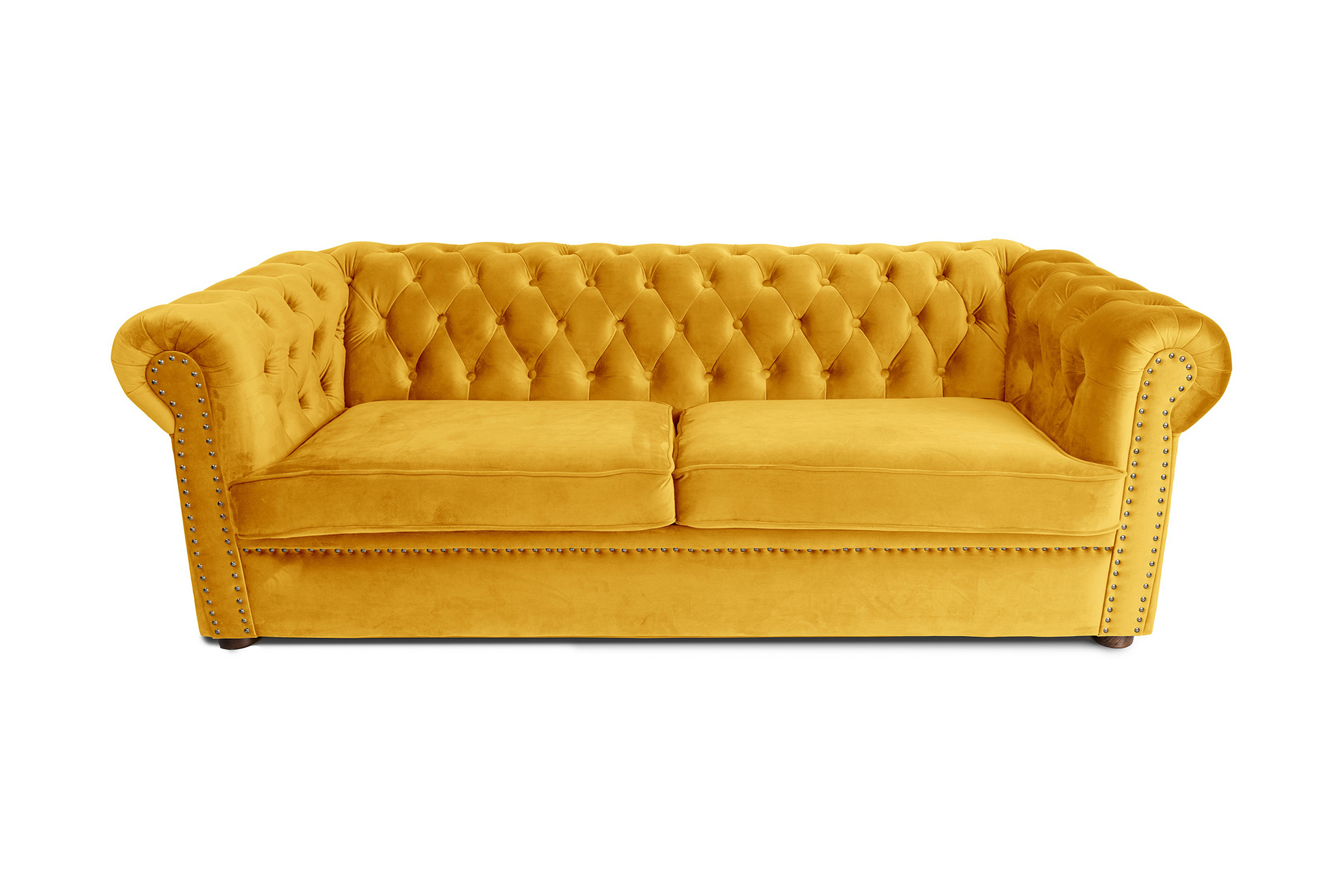 Chesterfield Deluxe bäddsoffa 3-sits - Bäddsoffa 3 sits Gul Tyg