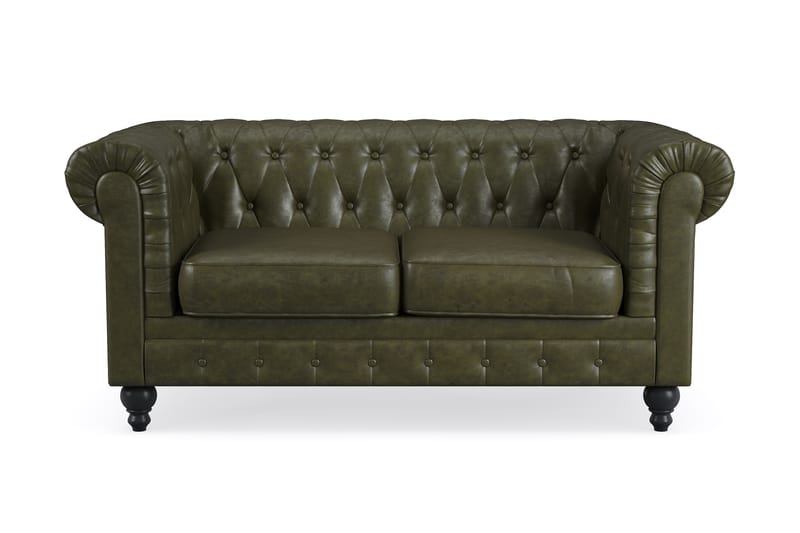 Chesterfield Lyx 2-sits Djup Soffa konstläder - Mörkgrön PU - Möbler - Soffa - 2 sits soffa