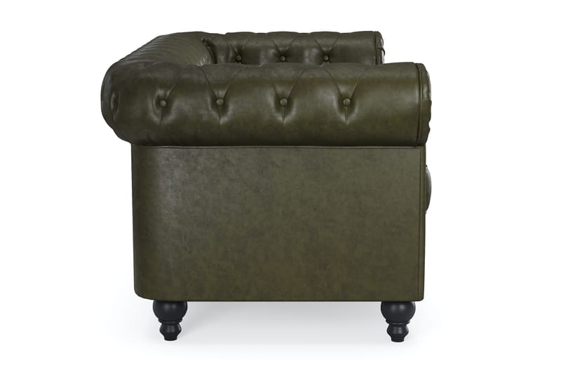 Chesterfield Lyx 2-sits Djup Soffa konstläder - Mörkgrön PU - Möbler - Soffa - 2 sits soffa