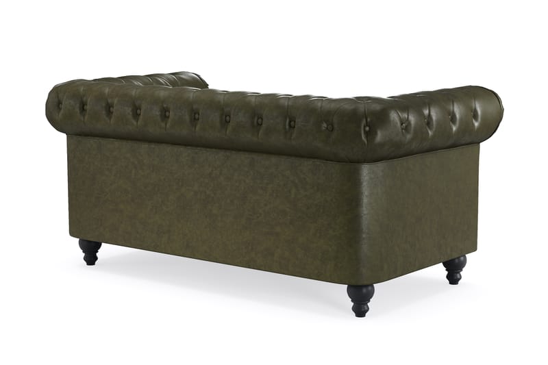 Chesterfield Lyx 2-sits Djup Soffa konstläder - Mörkgrön PU - Möbler - Soffa - 2 sits soffa