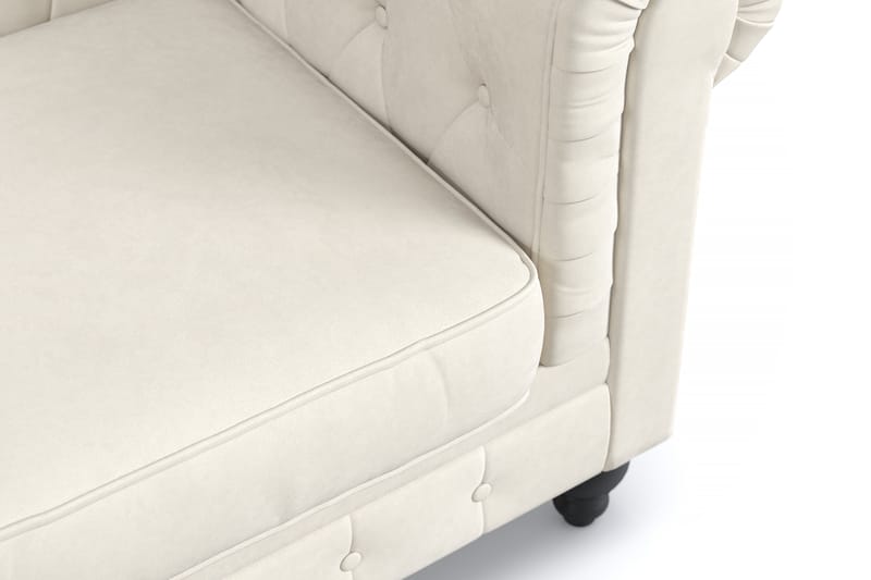 Chesterfield Lyx 2-sits Sammetssoffa - Liten djup soffa - Beige Sammet - Möbler - Soffa - 2 sits soffa