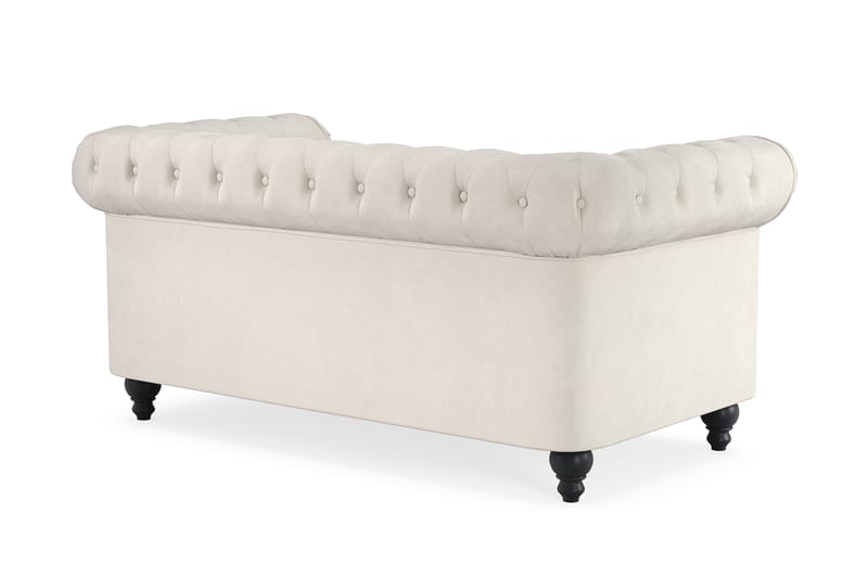 Chesterfield Lyx 2-sits Sammetssoffa - Liten djup soffa - Beige Sammet - Möbler - Soffa - 2 sits soffa