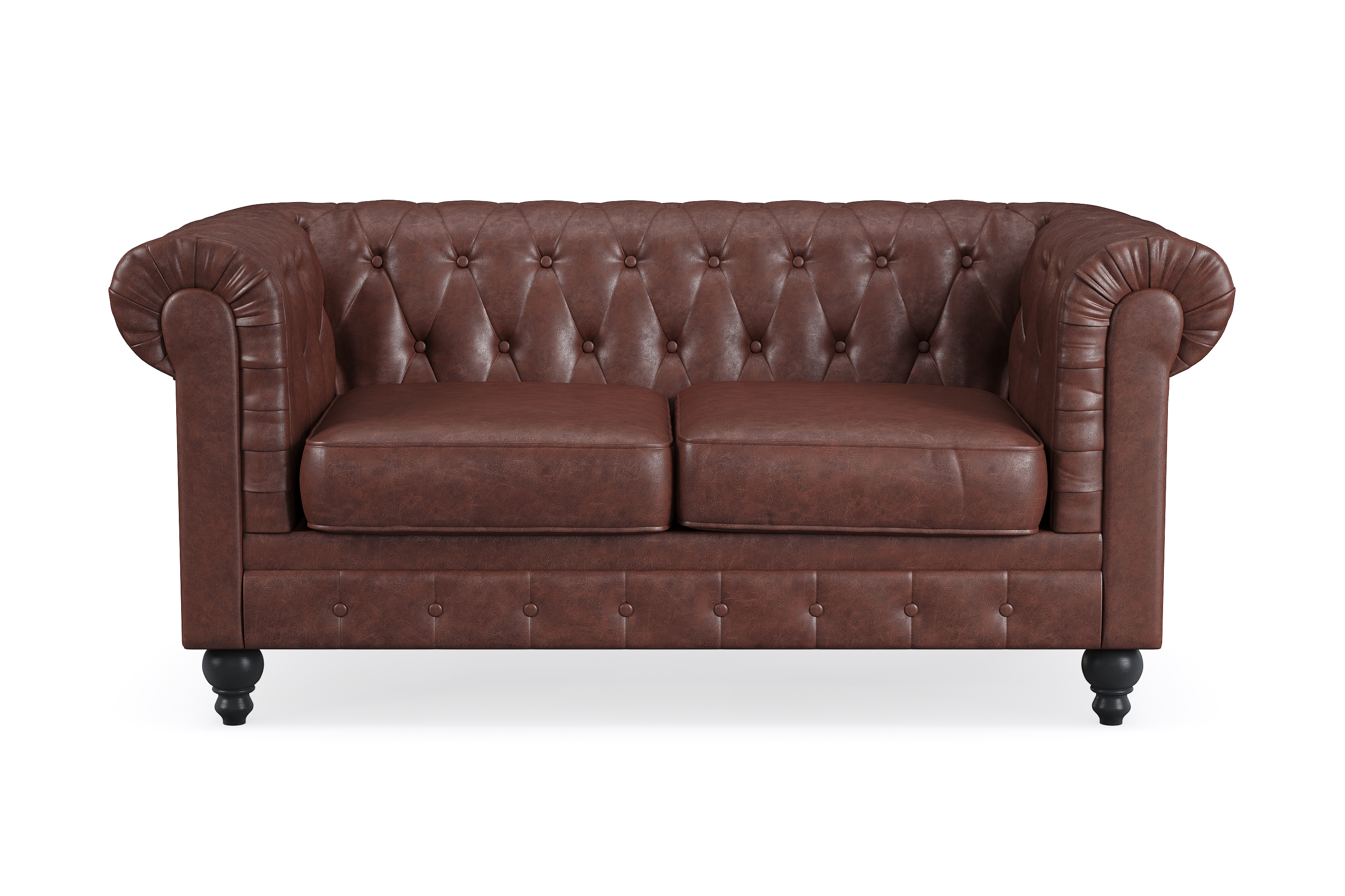 Chesterfield Lyx 2-sits Soffa - Mörkbrun PU 2 sits soffa Brun