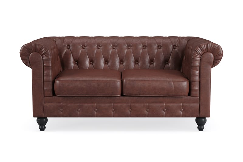 Chesterfield Lyx 2-sits Soffa - Mörkbrun PU - 2 sits soffa - Chesterfield soffa