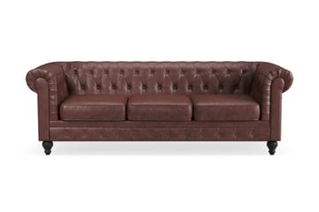 Chesterfield Lyx 3-sits Djup soffa konstläder