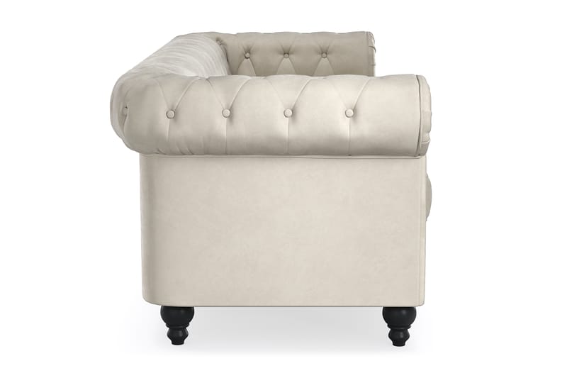 Chesterfield Lyx 3 sits Sammetssoffa 225 cm bred - Beige / Vit / Ljus - Möbler - Soffa - Chesterfield soffa