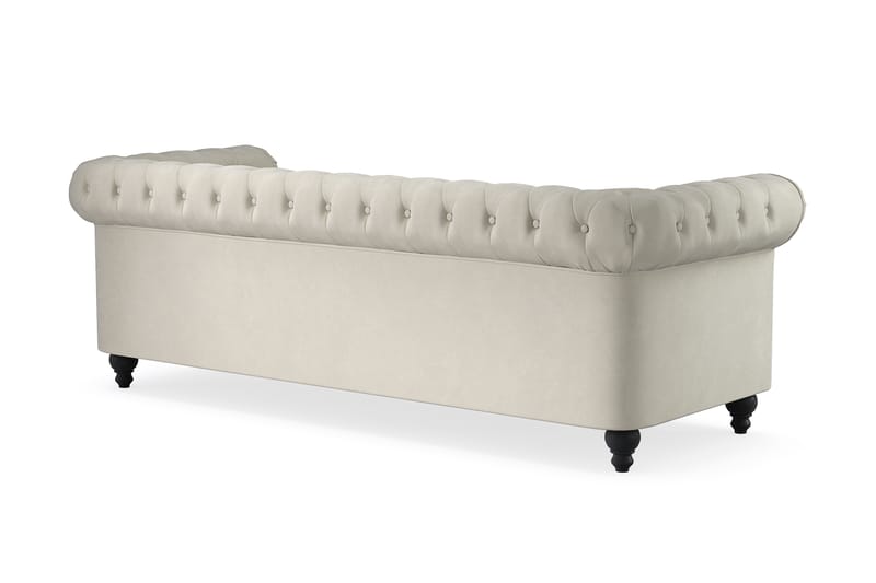 Chesterfield Lyx 3 sits Sammetssoffa 225 cm bred - Beige / Vit / Ljus - Möbler - Soffa - Chesterfield soffa