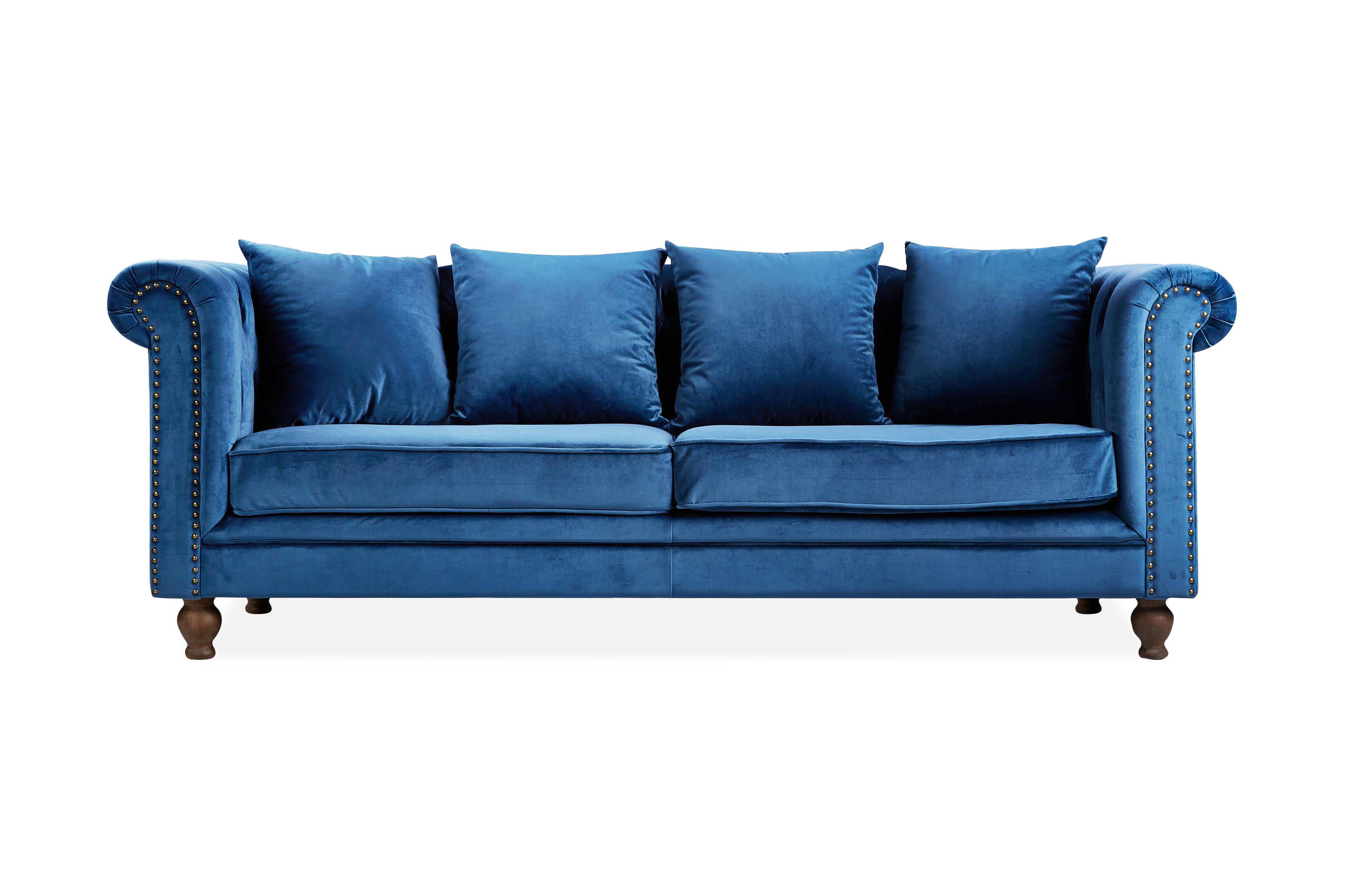 Venture Home Velvet Sammetssoffa 3-sits - Blå Chesterfield soffa