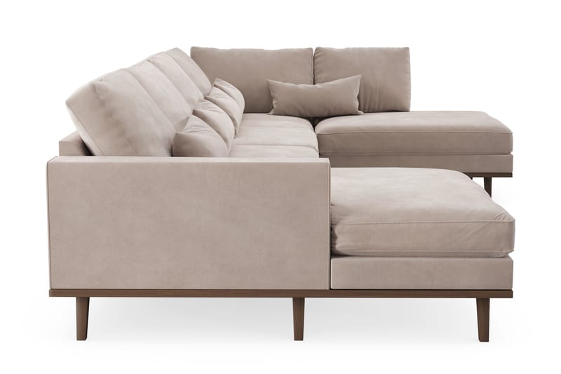 Copenhagen Stor U Soffa Sammet med Divan och Schäslong Höger - Beige - Möbler - Soffa - U-soffa