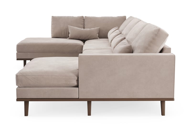 Copenhagen Stor U Soffa Sammet med Divan och Schäslong Vänster - Beige - Möbler - Soffa - U-soffa