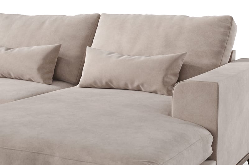 Copenhagen Stor U Soffa Sammet med Divan och Schäslong Vänster - Beige - Möbler - Soffa - U-soffa