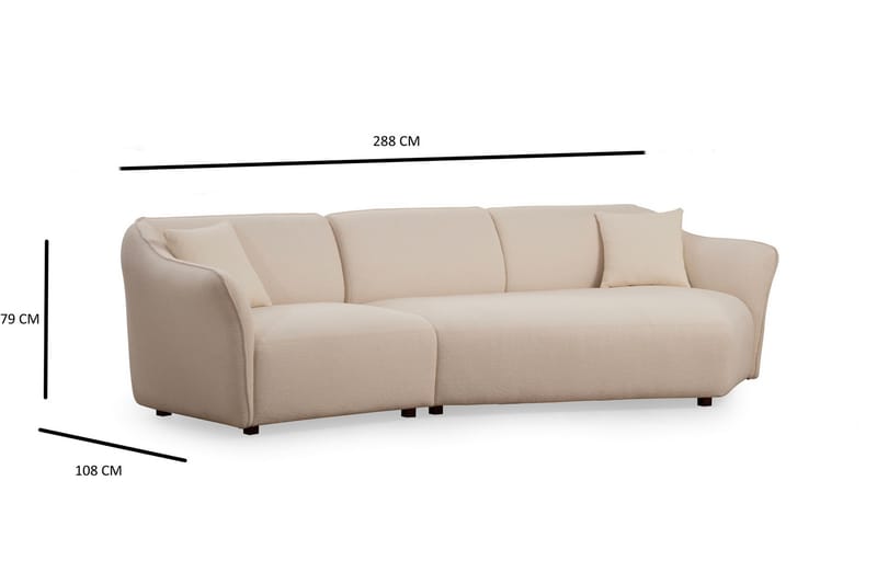 Damor Svängd Soffa 3-sits - Beige - Möbler - Soffa - 3 sits soffa