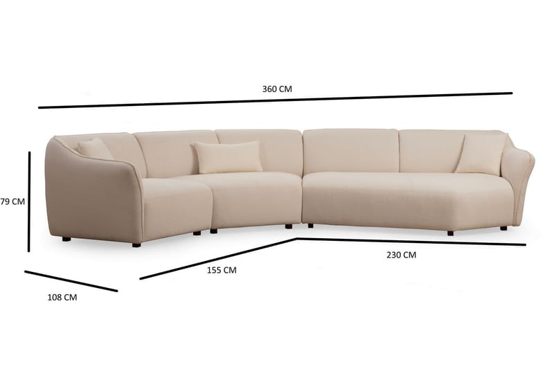 Damor Svängd Soffa 4-sits - Beige - Möbler - Soffa - 4 sits soffa