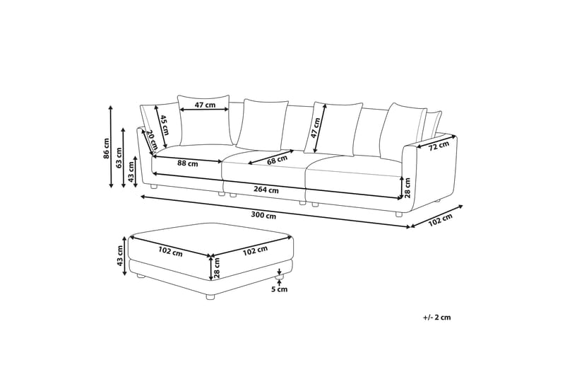 Delisha Soffa 3-sits - Beige/Svart - Möbler - Soffa - 3 sits soffa