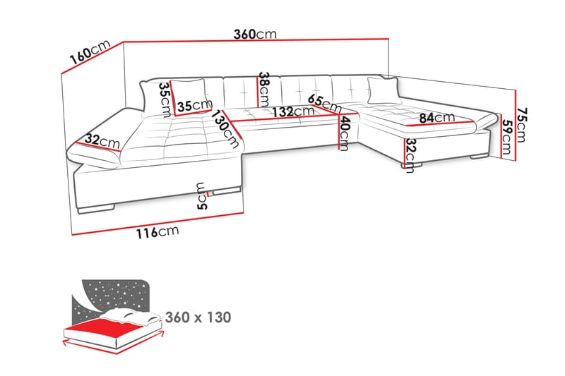 Dewitt Soffa Dubbeldivan 4-sits - Brun - Möbler - Soffa - U-soffa