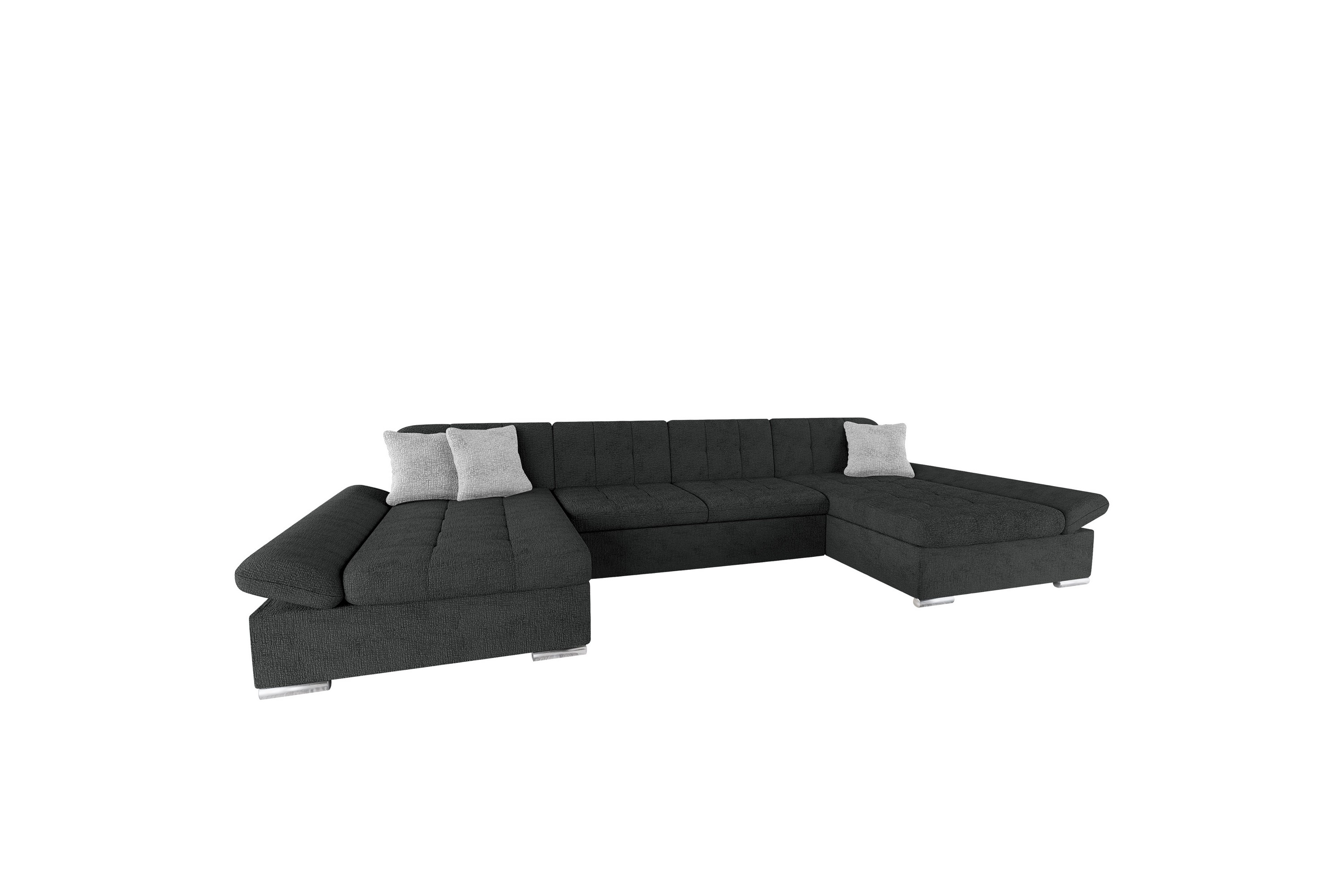 Dewitt Soffa Dubbeldivan 4-sits - Svart/Ljusgrå U-soffa Ljusgrå,Svart