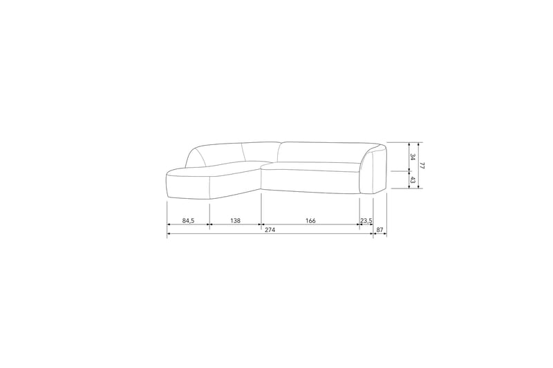 Mooli Soffa med Schäslong 3-sits - Grå/Svart - Divansoffor & schäslongsoffa - 3 sits soffa med divan