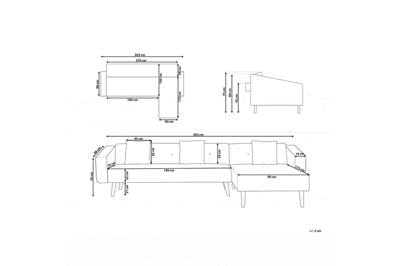 Arrika Hörnsoffa Vänster Sammet - Grön - Möbler - Soffa - Divansoffor & schäslongsoffa - 4 sits soffa med divan