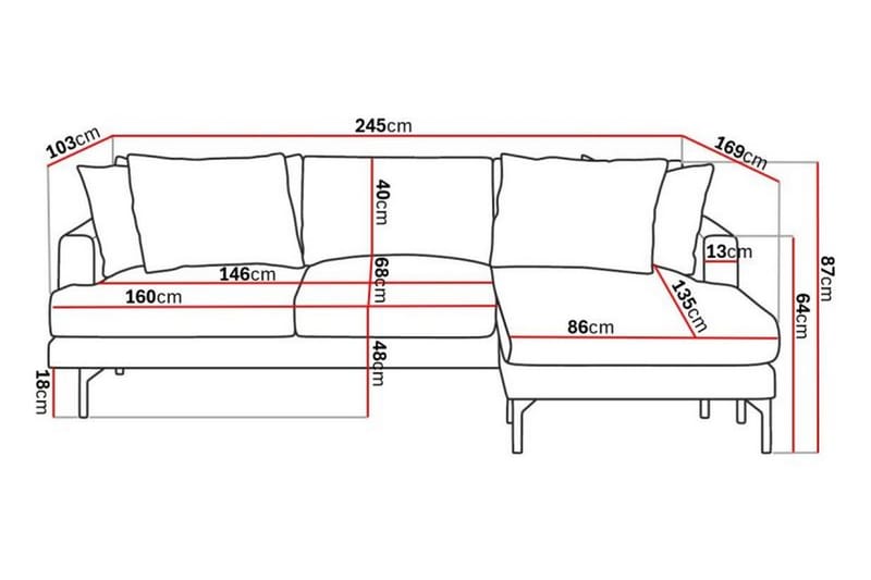 Menard 4-sits Divansoffa - Beige - Möbler - Soffa - Divansoffor & schäslongsoffa - 4 sits soffa med divan