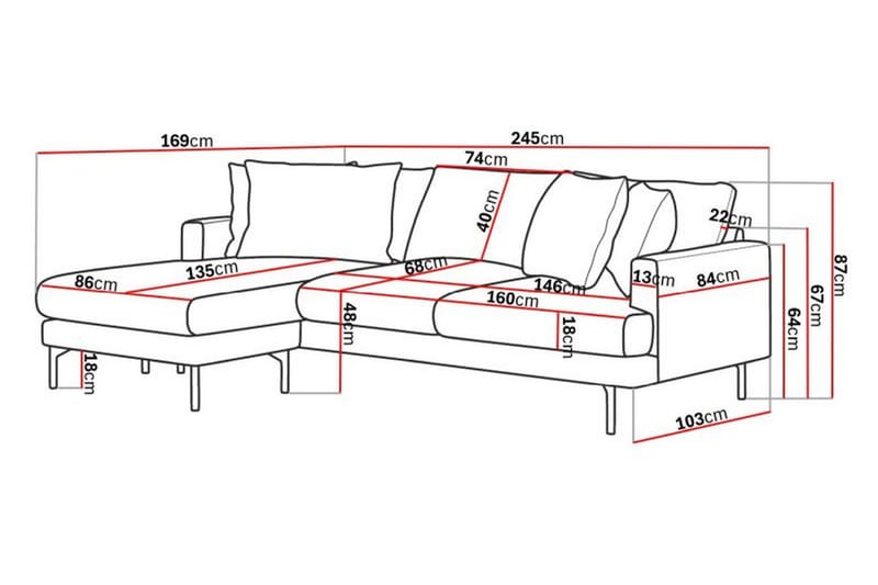 Menard 4-sits Divansoffa - Grå - Möbler - Soffa - Divansoffor & schäslongsoffa - 4 sits soffa med divan