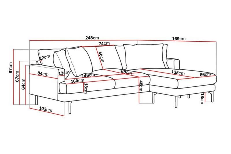 Menard 4-sits Divansoffa - Grön - Möbler - Soffa - Divansoffor & schäslongsoffa - 4 sits soffa med divan